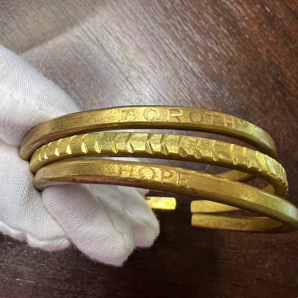 SSEKO SAY-KO‎ DESIGNS JEWELRY Brass Brave Cuff Bracelets Bangle Set HOPE/DOROTHY
